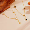 Titanium Steel Women's Geometric Round Square Tassel Necklace