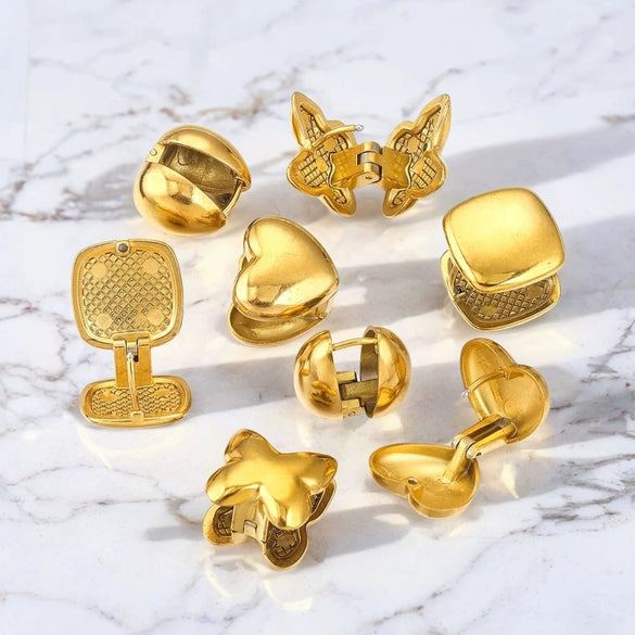 Titanium Steel Women's Geometric Star Glow Ball Earrings With Electroplating