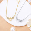 Titanium Steel Women's Geometric Style Little Angel Pendant Necklace With Mixed Gemstone Inlay And O Chain Electroplating Design