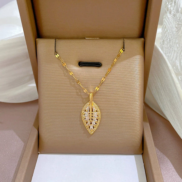 Titanium Steel Women's Geometric Zircon Microembedded Necklace
