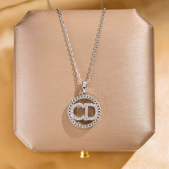 Titanium Steel Women's Heart Shape Diamond Inlaid Clavicle Necklace