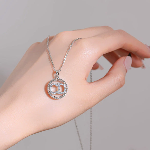 Titanium Steel Women's Heart Shape Diamond Inlaid Clavicle Necklace