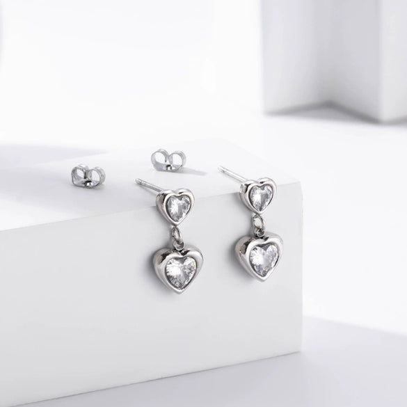 Titanium Steel Women's Heart Shape Personality Earrings