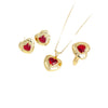 Titanium Steel Women's Heartshaped Mixed Gemstone Pendant Jewelry Set With O Word Chain And Electroplating Design