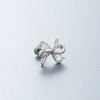 Titanium Steel Women's Inlaid Zircon Heart And Bow Pattern Princess Style Ear Nails