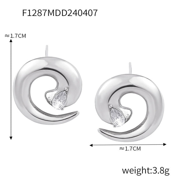Titanium Steel Women's Jewelry Set With Marine Organisms Pattern Electroplated Whirlwind Design Earrings And Ring