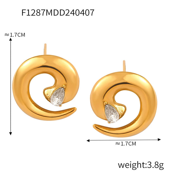 Titanium Steel Women's Jewelry Set With Marine Organisms Pattern Electroplated Whirlwind Design Earrings And Ring