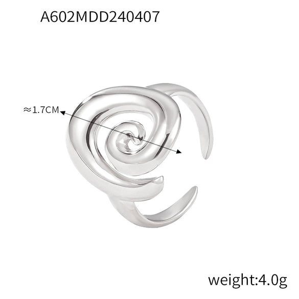 Titanium Steel Women's Jewelry Set With Marine Organisms Pattern Electroplated Whirlwind Design Earrings And Ring