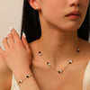 Titanium Steel Women's Jewelry Set With Peach Heart Shape And Plants Flowers Pattern