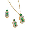 Titanium Steel Women's Jewelry With Geometric Pattern O Word Chain Emerald Gemstone Pendant And Earrings Electroplating Process