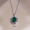 Titanium Steel Women's Jewelry With Pearl Pendant O Word Chain Leaf Pattern Mixed Gemstone Setting Electroplating