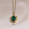 Titanium Steel Women's Jewelry With Pearl Pendant O Word Chain Leaf Pattern Mixed Gemstone Setting Electroplating