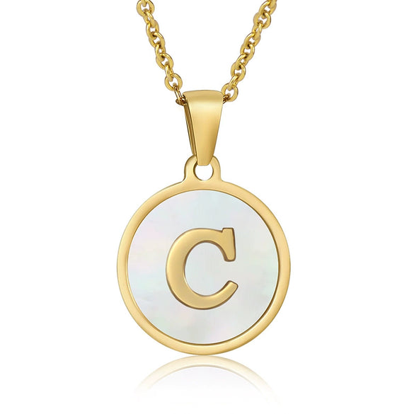 316L Stainless Steel Women's Letter Pattern Gold Inlaid Cross Chain Clavicle Necklace Pendant Jewelry