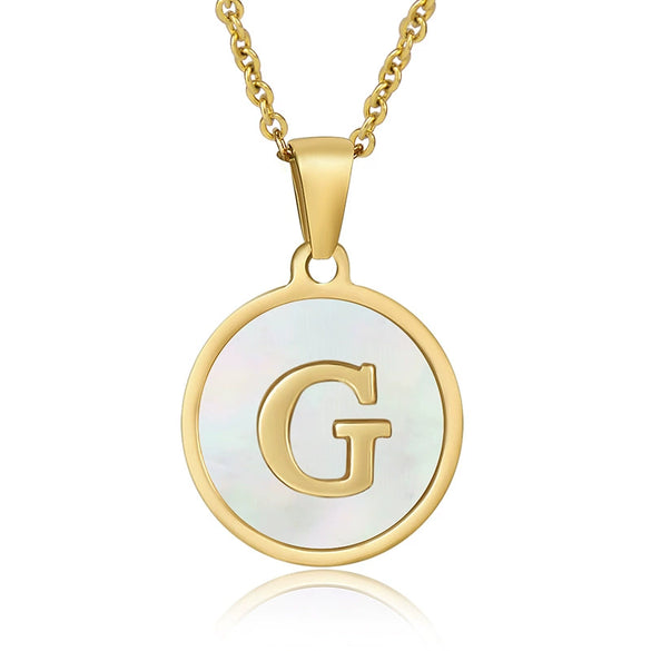 316L Stainless Steel Women's Letter Pattern Gold Inlaid Cross Chain Clavicle Necklace Pendant Jewelry