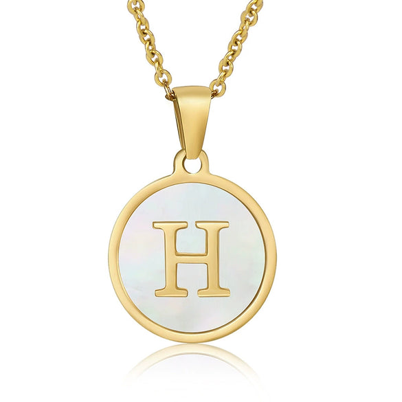 316L Stainless Steel Women's Letter Pattern Gold Inlaid Cross Chain Clavicle Necklace Pendant Jewelry
