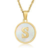 316L Stainless Steel Women's Letter Pattern Gold Inlaid Cross Chain Clavicle Necklace Pendant Jewelry