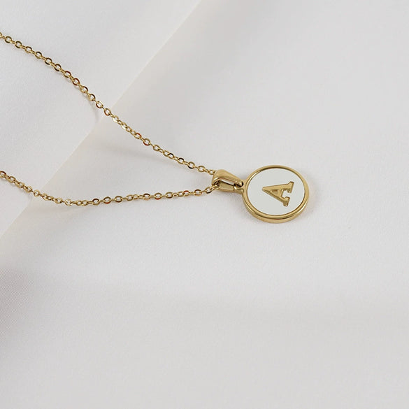 316L Stainless Steel Women's Letter Pattern Gold Inlaid Cross Chain Clavicle Necklace Pendant Jewelry