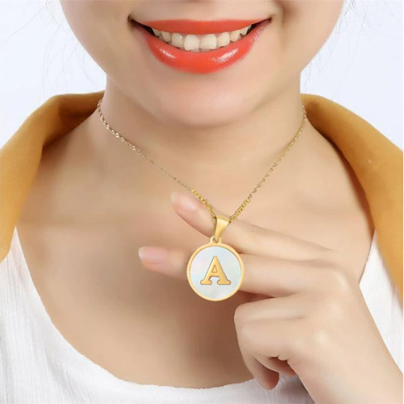 316L Stainless Steel Women's Letter Pattern Gold Inlaid Cross Chain Clavicle Necklace Pendant Jewelry