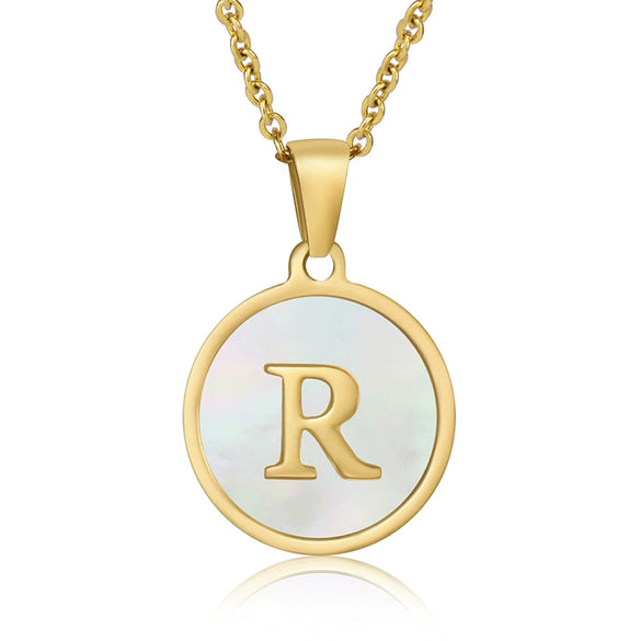 316L Stainless Steel Women's Letter Pattern Gold Inlaid Cross Chain Clavicle Necklace Pendant Jewelry