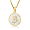 316L Stainless Steel Women's Letter Pattern Gold Inlaid Cross Chain Clavicle Necklace Pendant Jewelry