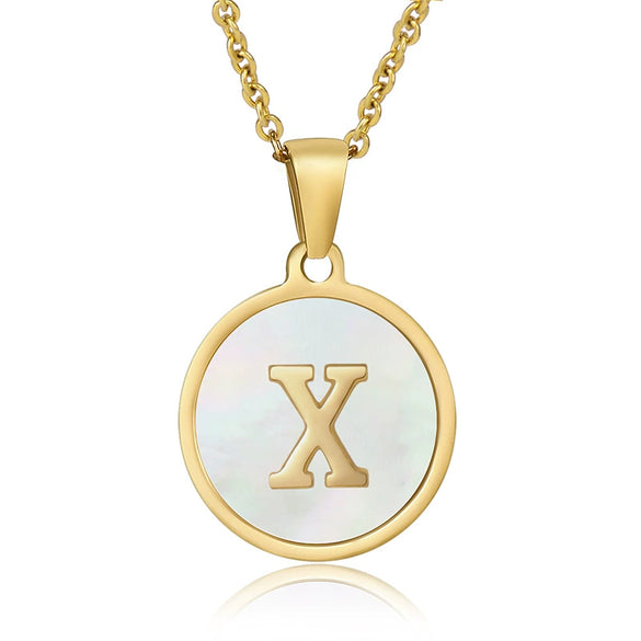 316L Stainless Steel Women's Letter Pattern Gold Inlaid Cross Chain Clavicle Necklace Pendant Jewelry