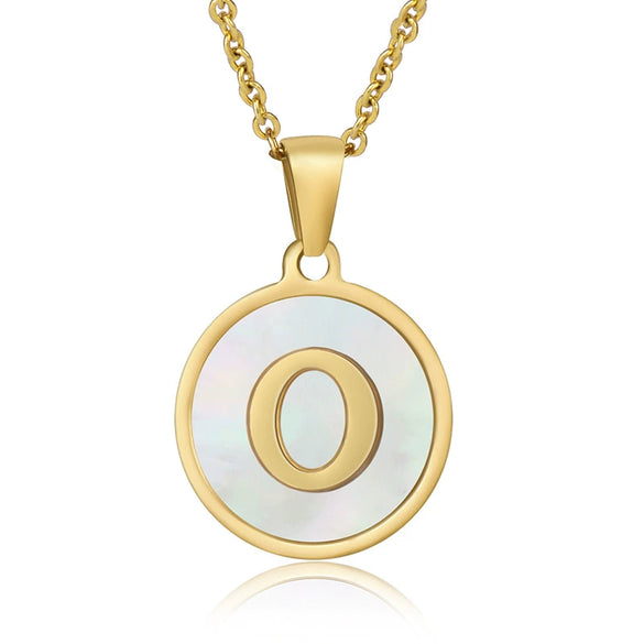 316L Stainless Steel Women's Letter Pattern Gold Inlaid Cross Chain Clavicle Necklace Pendant Jewelry