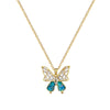 Titanium Steel Women's Light Luxury Geometric Blue Bow Earrings Necklace Set With Electroplating