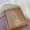 Titanium Steel Women's Light Luxury Geometric Diamond Microinlaid Zircon Pendant Necklace Copper Plated Gold