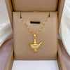Titanium Steel Women's Light Luxury Geometric Diamond Microinlaid Zircon Pendant Necklace Copper Plated Gold