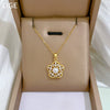 Titanium Steel Women's Light Luxury Geometric Hollow Five Leaf Flower Electroplated Necklace Earrings Set