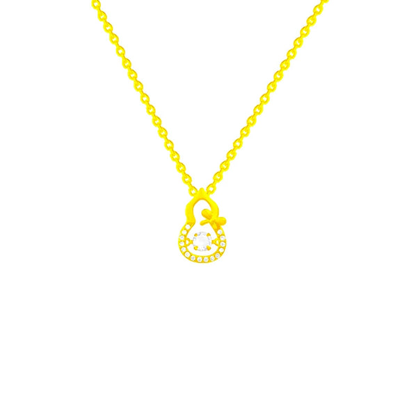 Titanium Steel Women's Light Luxury Geometric Lucky Gourd Beating Heart Pendant Necklace Set With Precious Stones