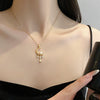 Titanium Steel Women's Light Luxury Geometric Tassel Star Moon Pendant Necklace With Diamond Treatment