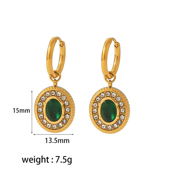 Titanium Steel Women's Light Luxury Geometric Zircon Earrings