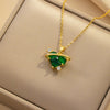Titanium Steel Women's Light Luxury Heart Pendant Ochain Necklace With Diamond Design
