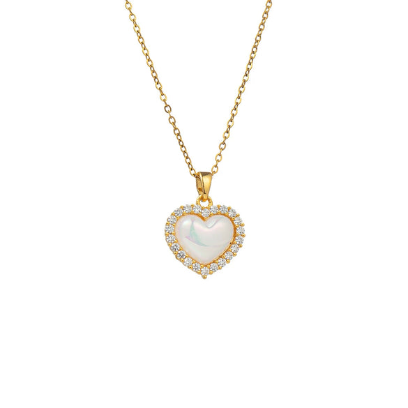 Titanium Steel Women's Light Luxury Heart Shaped O Shaped Chain Necklace With Electroplating