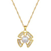 Titanium Steel Women's Light Luxury Necklace Earrings Set With Irregular Pearl And Geometric Pattern Electroplated