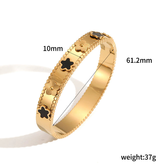 Titanium Steel Women's Light Luxury Retro Flower Bracelet With Electroplating
