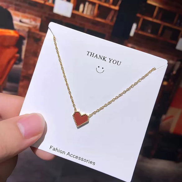 Titanium Steel Women's Light Luxury Simple Geometric Heart Cross Chain Necklace With Electroplating