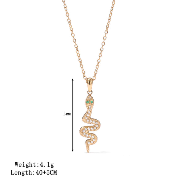 Titanium Steel Women's Light Luxury Snake Pendant O Word Chain Necklace With Geometric Pattern And Electroplating
