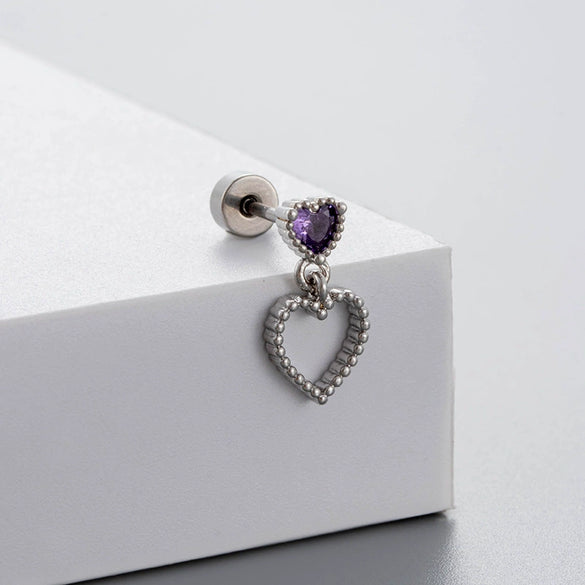 Titanium Steel Women's Love Butterfly Zircon Earrings