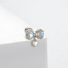 Titanium Steel Women's Lovely Style Zircon Inlaid Double Screw Bow Earring