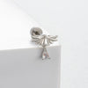 Titanium Steel Women's Lovely Style Zircon Inlaid Double Screw Bow Earring