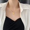 Titanium Steel Women's Lucky Grass Pendant Necklace With Geometric Pattern And Electroplating Treatment Light Luxury Style