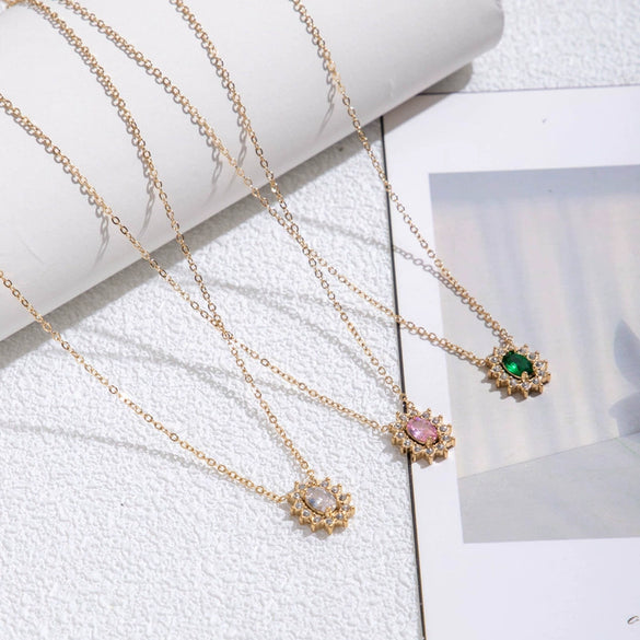 Titanium Steel Women's Microinlaid Zircon Sunflower Electroplated Clavicle Chain Light Luxury Highend Niche Style