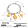 Titanium Steel Women's Minimalist Bracelet With Starfish Shell Heart Shape And Bow Pendant Electroplated