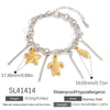 Titanium Steel Women's Minimalist Bracelet With Starfish Shell Heart Shape And Bow Pendant Electroplated