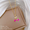 Titanium Steel Women's Minimalist Geometric Light Luxury Colorful Stone Earrings Necklace Set With Electroplating