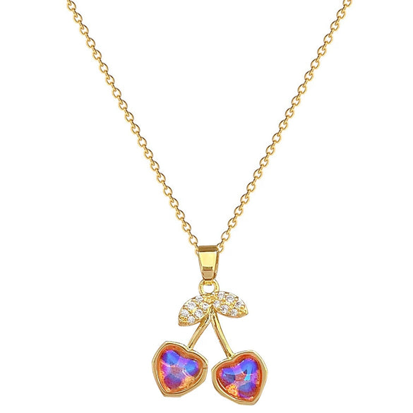Titanium Steel Women's Minimalist Geometric Light Luxury Colorful Stone Earrings Necklace Set With Electroplating