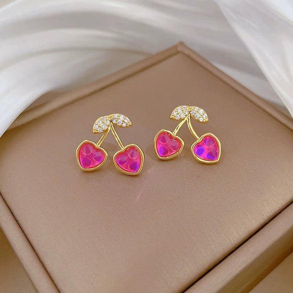 Titanium Steel Women's Minimalist Geometric Light Luxury Colorful Stone Earrings Necklace Set With Electroplating