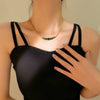 Titanium Steel Women's Necklace Light Luxury Geometric Snake Bone Chain Mixed Gem Inlay Electroplating